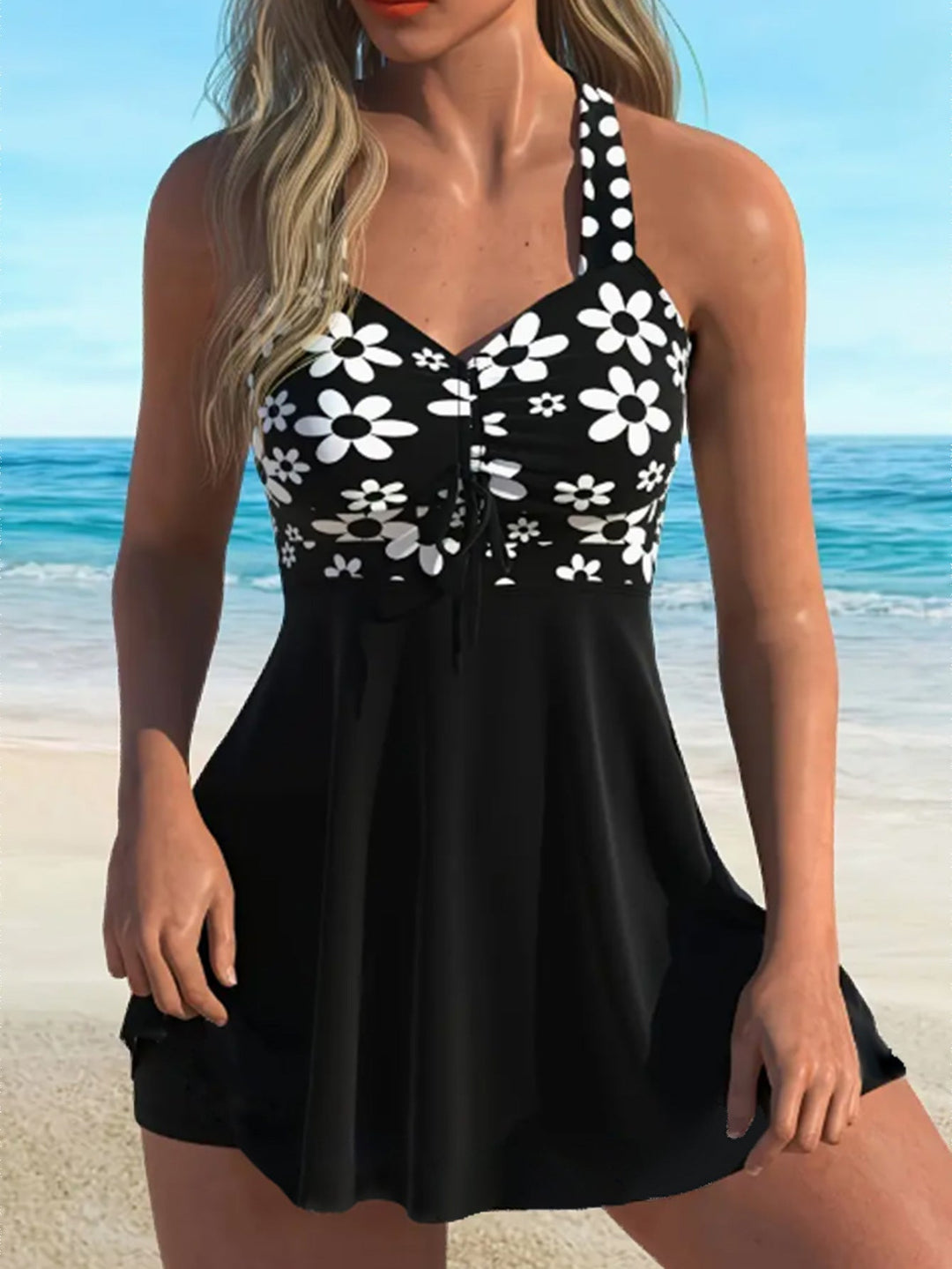 Enjoy water activities in this ladies' active swim set: comfortable strap top & matching swim shorts.