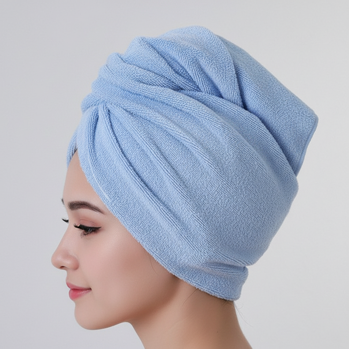 Women's quick-dry microfiber hair towel, ultra absorbent head wrap for faster drying & frizz control.