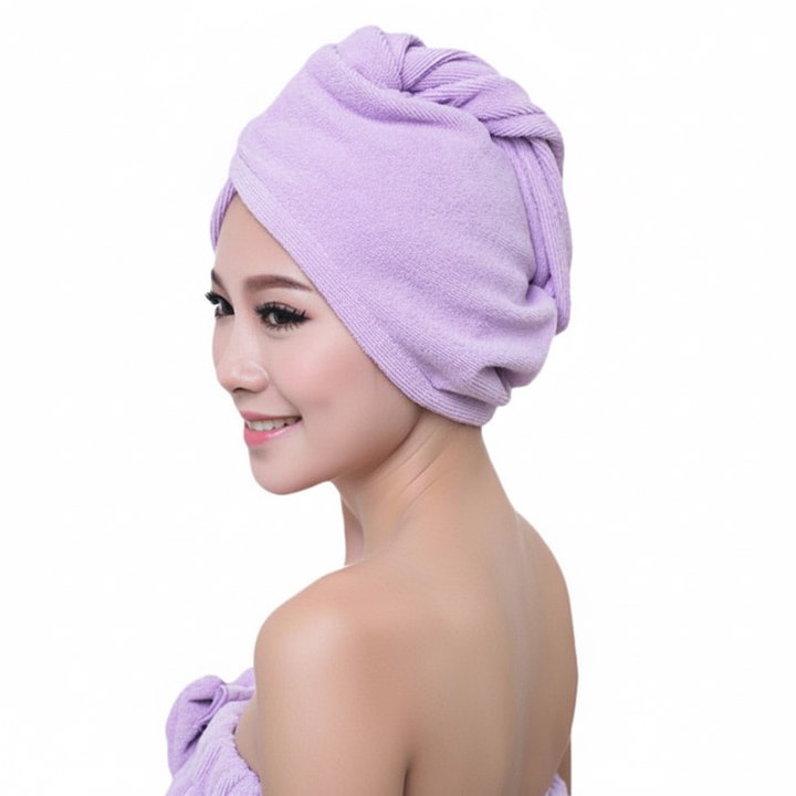 Highly absorbent microfiber hair towel for women, a quick-drying head wrap for easy hair care.