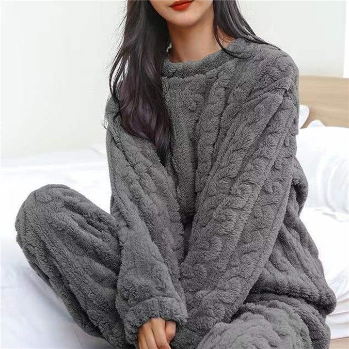 Women's ultra-soft loungewear pajama set, ideal for relaxed home wear, cozy sleepwear, and comfort.