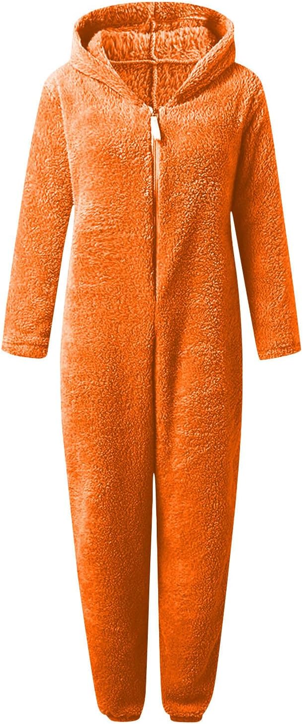 Soft hooded sherpa fuzzy jumpsuit, women's loungewear, relax wear.