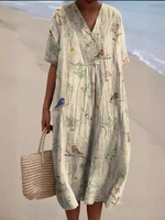 Beige Bird Print