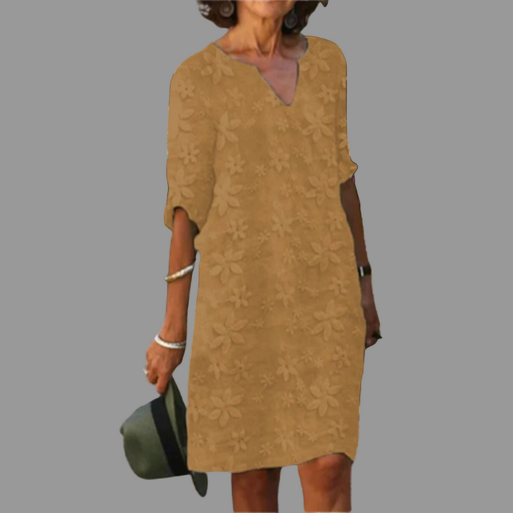 New Women's V-neck floral midi dress. Stylish and comfortable, perfect for spring/summer casual or elegant wear.
