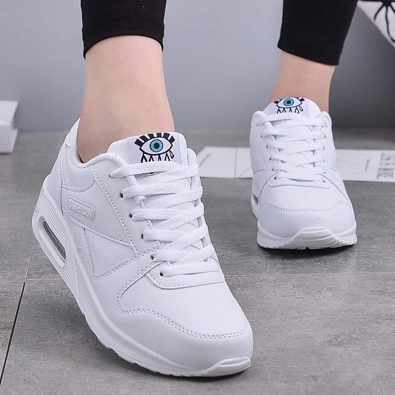Comfortable Valencia vegan leather women's sneakers, providing all-day support with a trendy chunky style.