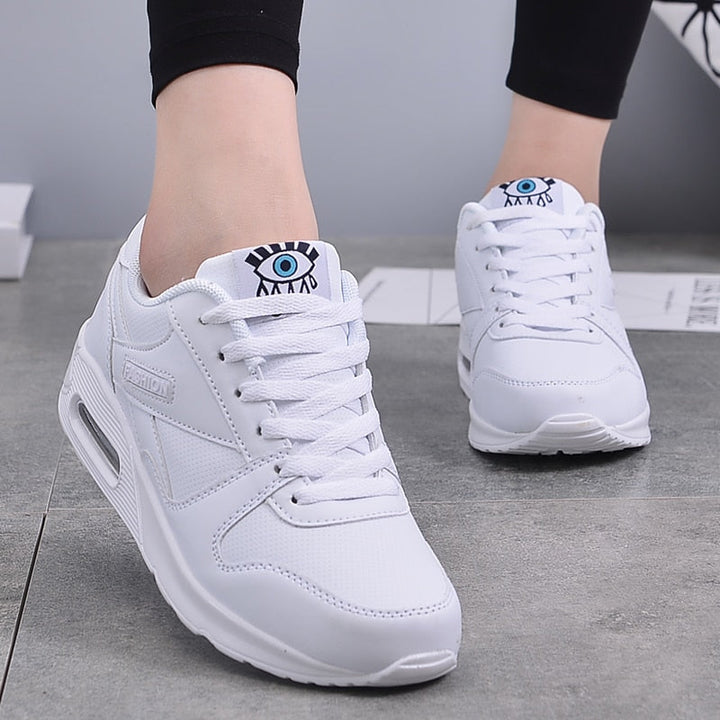 Comfortable Valencia vegan leather women's sneakers, providing all-day support with a trendy chunky style.
