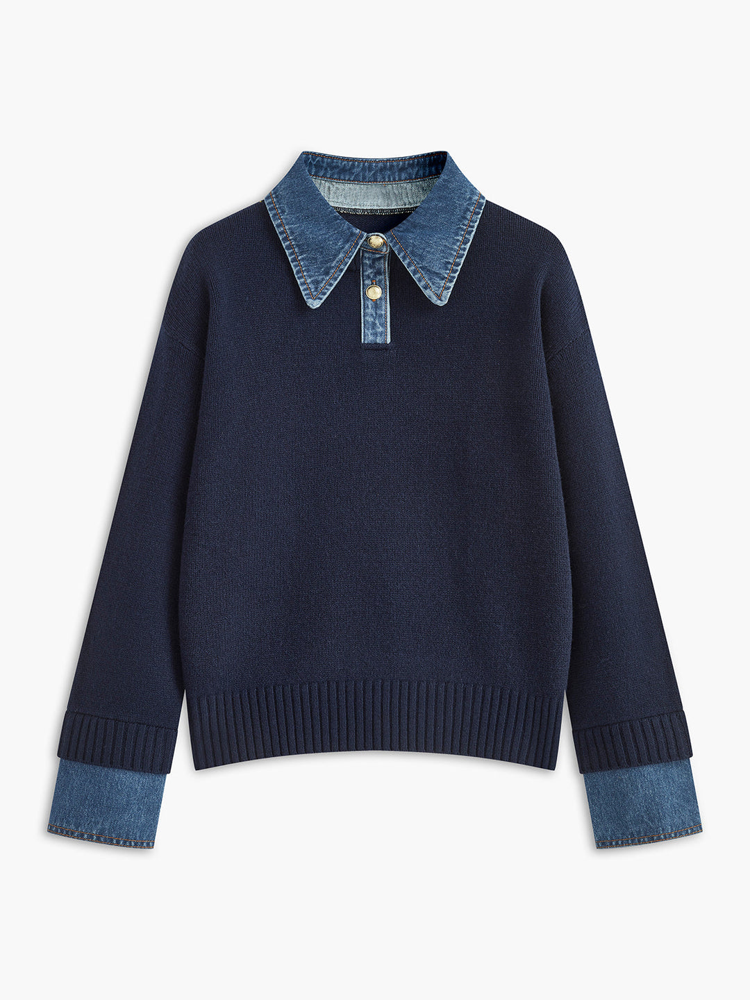 Women's versatile 2-in-1 lapel sweater, elegant modern design for casual chic or workwear styling.