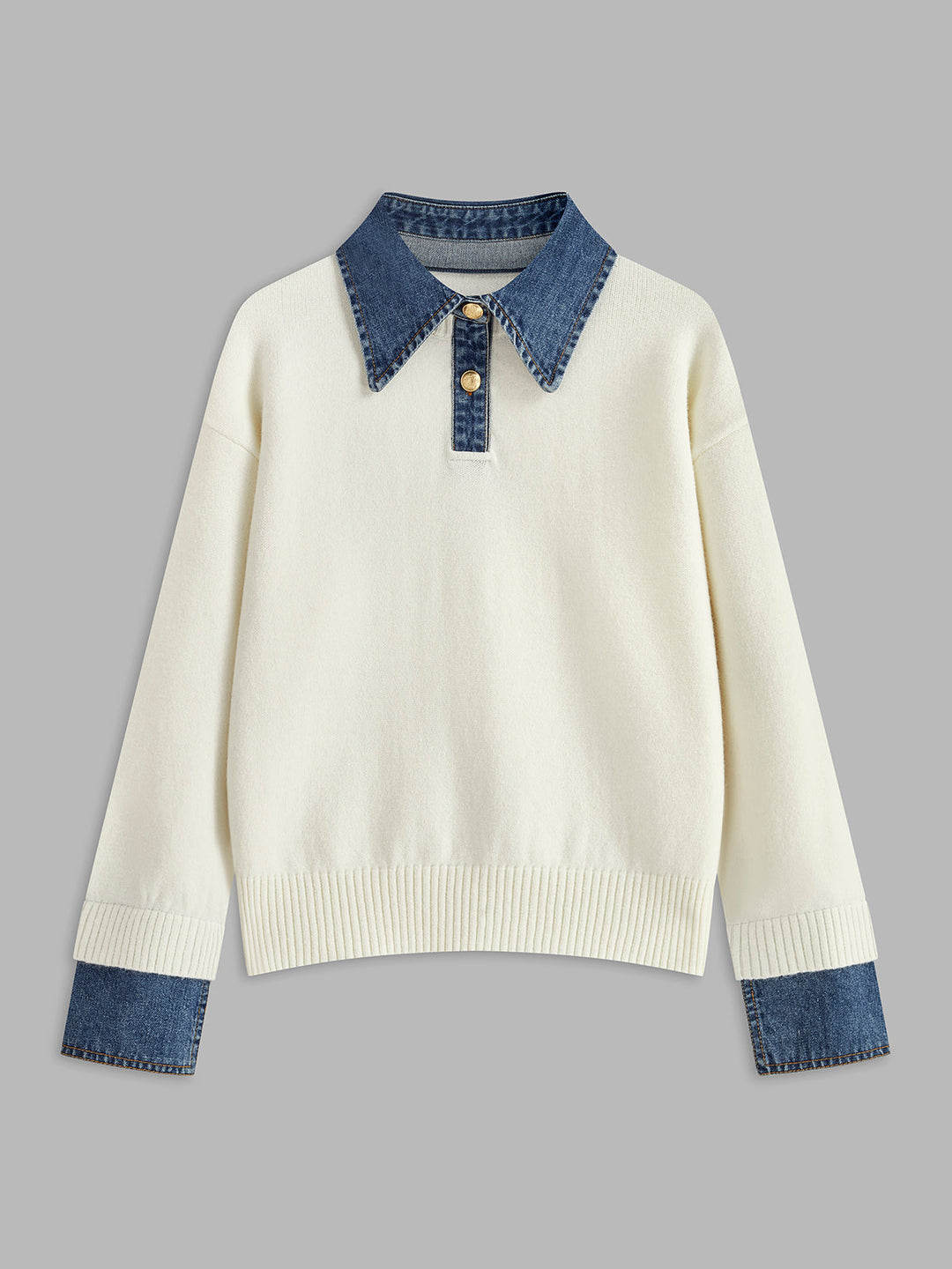 Everyday fashion women's lapel sweater with modern design. Versatile 2-in-1 style for all-season wear.