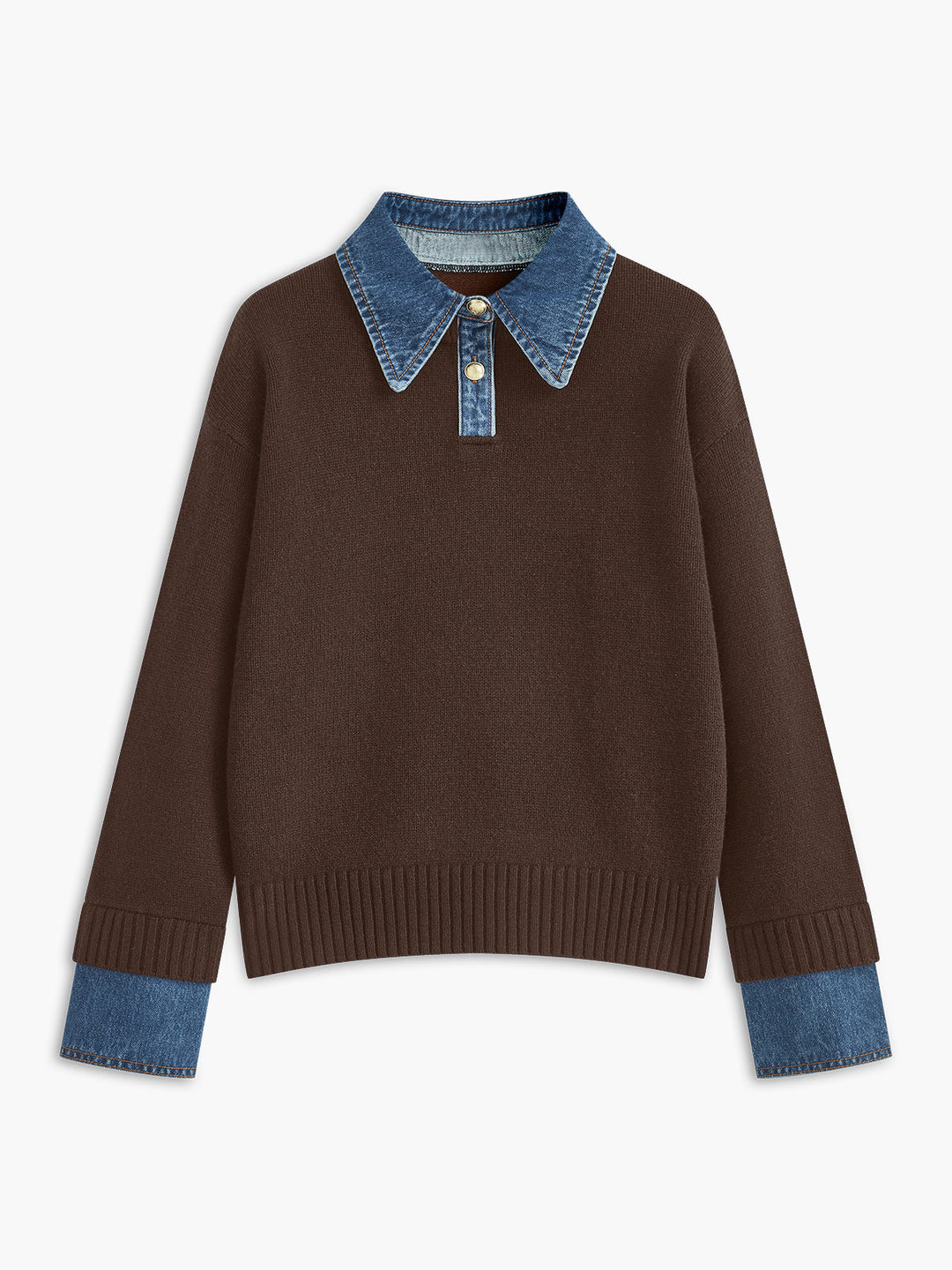 Effortless style women's lapel sweater, 2-in-1 design for versatile layering, perfect for modern elegance.
