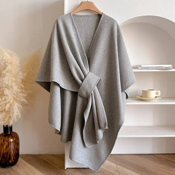 Women's elegant layering poncho scarf coat, a versatile all-season wrap for comfortable & stylish fashion.