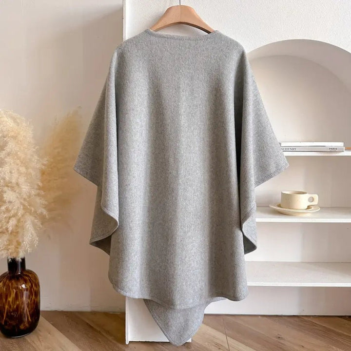 Women's comfortable poncho coat, versatile all-season scarf wrap for elegant outerwear fashion.