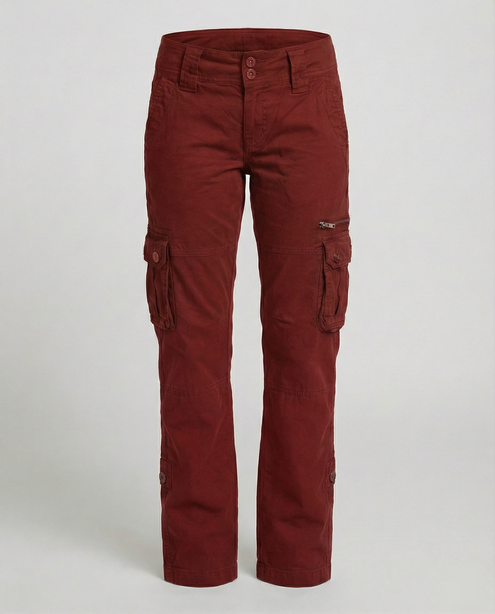 Stylish women's utility pants with ample pockets, suitable for various outdoor endeavors.