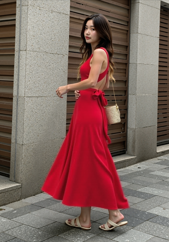 Women's versatile formal maxi dress, adaptable for various occasions and elegant events.
