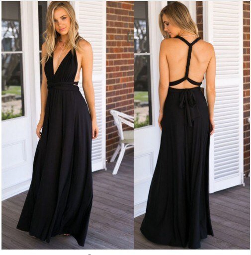 Long elegant women's maxi dress, adaptable & perfect for formal wear and parties.