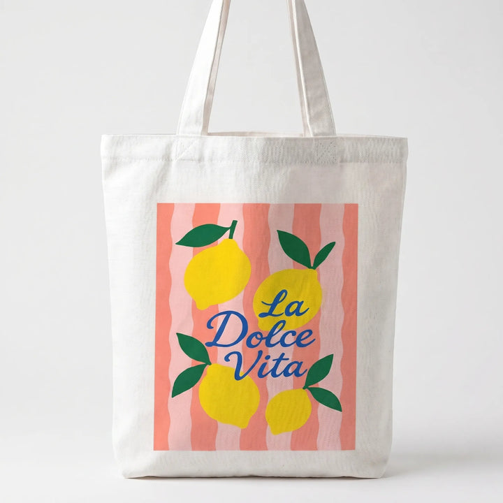 Close-up of a durable fabric women's printed shoulder tote bag, showcasing its unique colorful design.