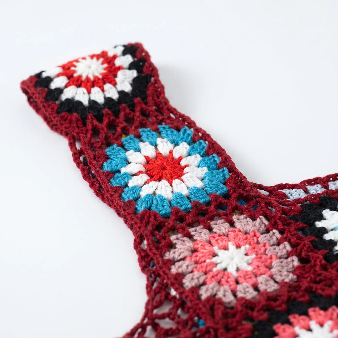 Boho floral sleeveless crop top for women. Ideal vibrant summer top for casual wear & beach outings.