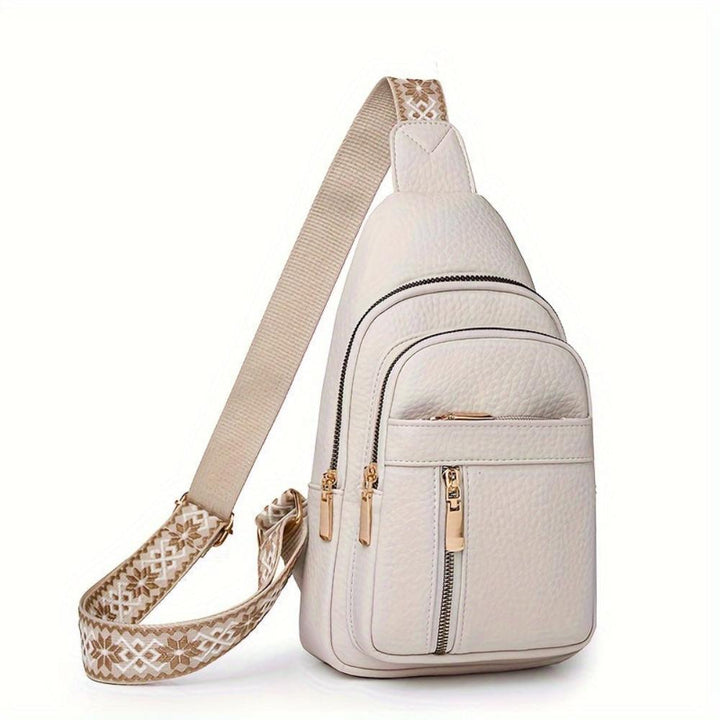 Everyday khaki leather women's bag, retro vintage crossbody chest bag for essentials.