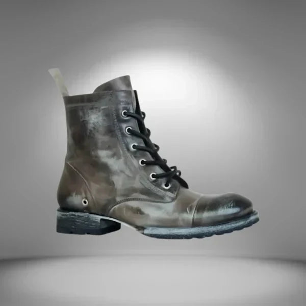 Durable women's fashion combat boots, vintage lace-up ankle style. Classic rugged footwear for all seasons.