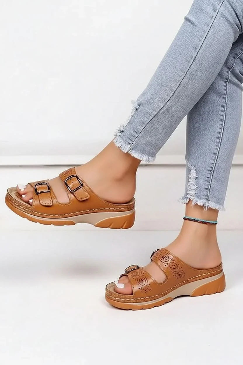 Chic women's open toe platform wedge sandals, ideal for comfortable walking and fashionable holiday outfits.