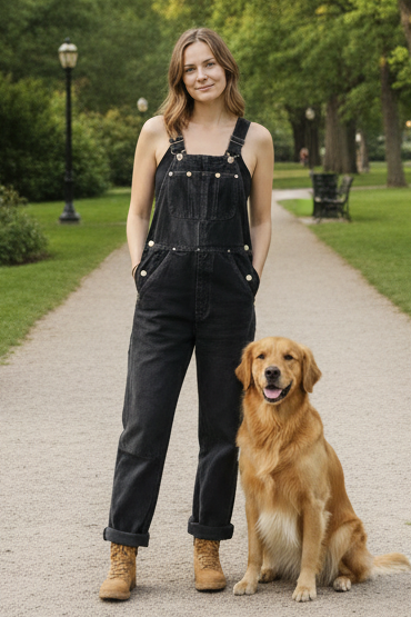 Stylish women's vintage relaxed overalls for casual wear, multiple pockets & a comfortable, loose fit for everyday.