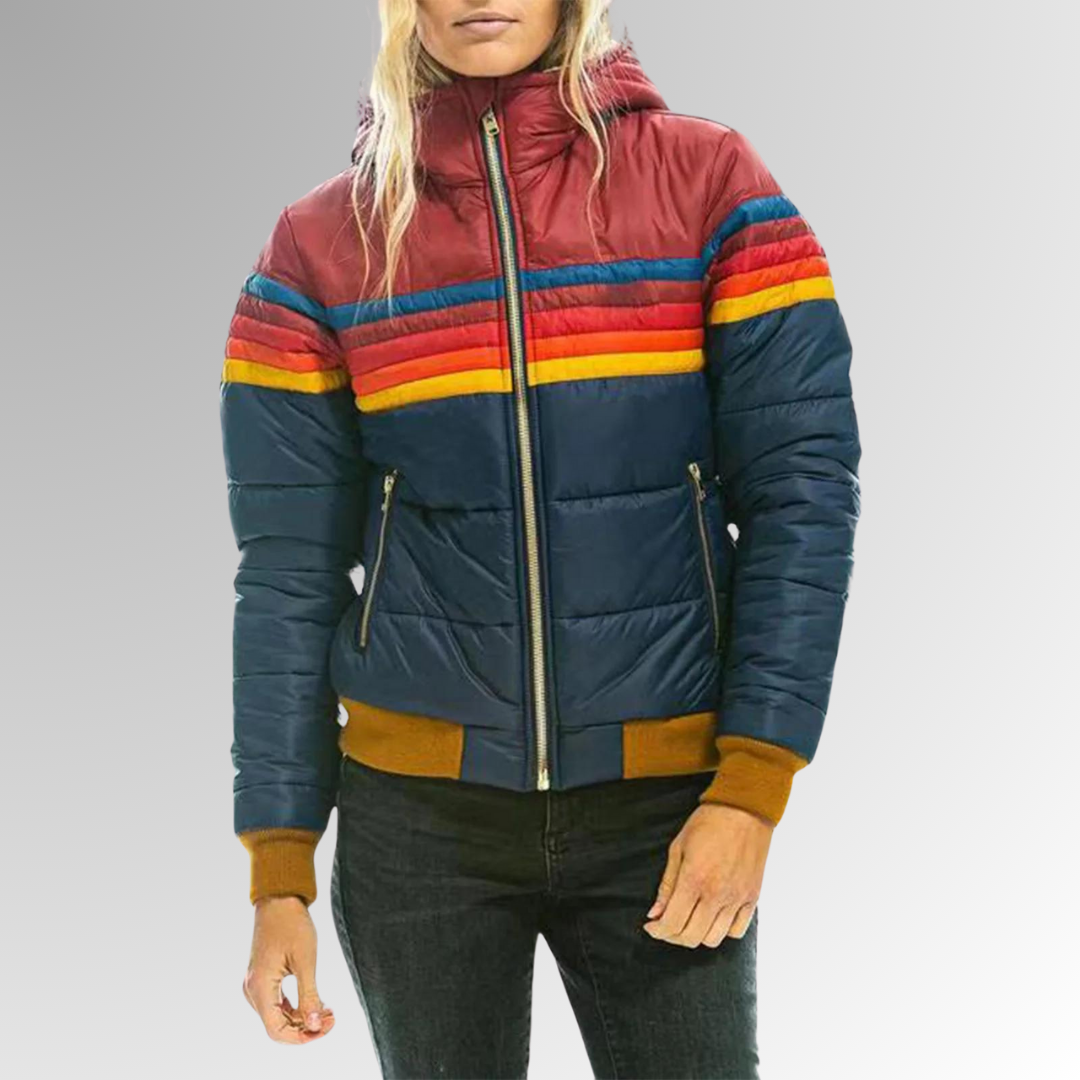 Comfortable women's retro zip-up jacket, a colorful layering piece for daily wear, ideal for spring.
