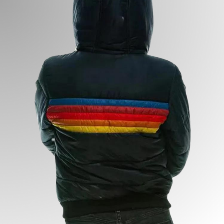 Soft women's vintage zip-up jacket, comfortable retro outerwear with a stylish striped design.
