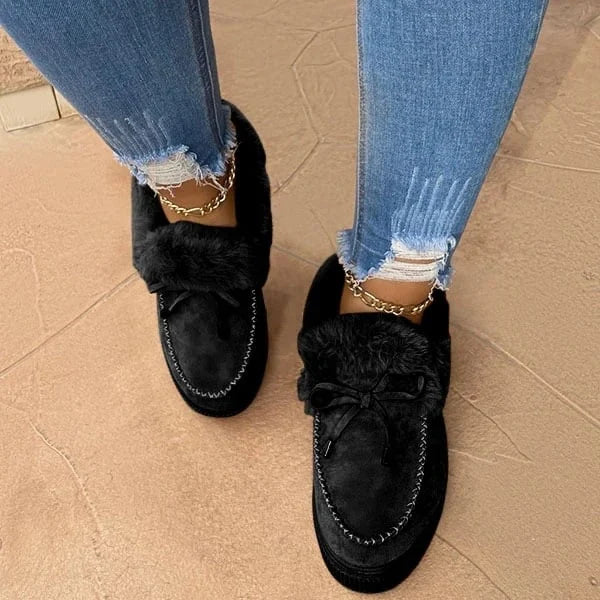 Soft & warm women's cotton round-toe comfort shoes, easy slip-on for cozy winter everyday wear.