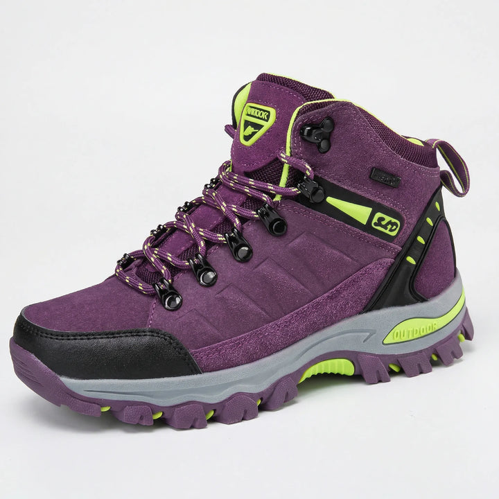Water-repellent women's hiking boots for all-terrain comfort, arch support, and superior outdoor grip.