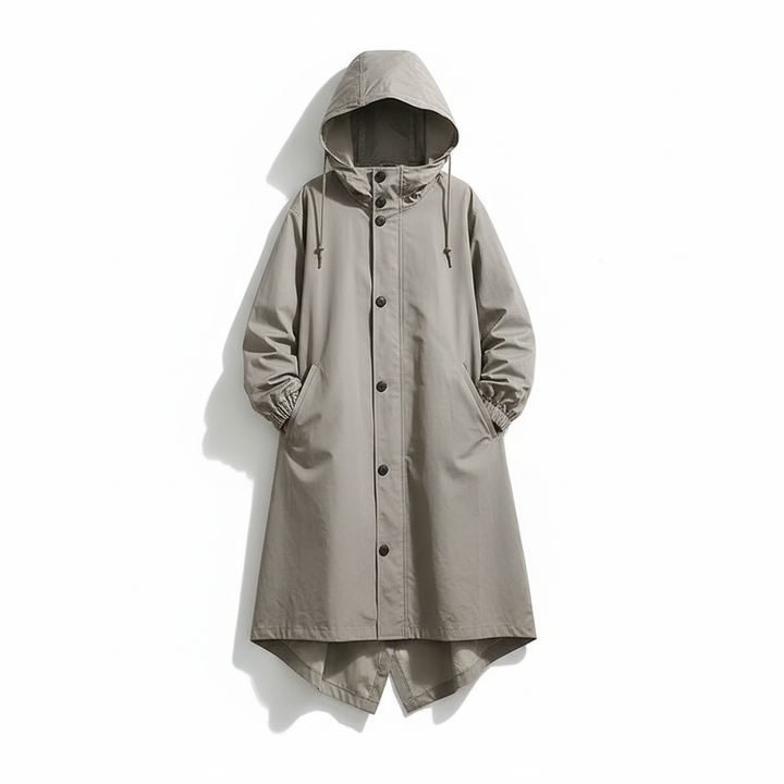 Durable water-resistant women's rain jacket, longline fit & hooded for ultimate outdoor protection.