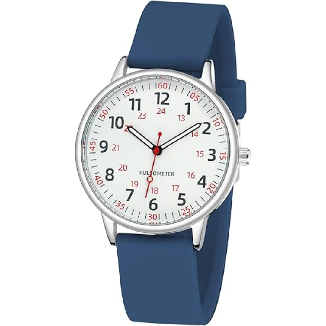 Stylish women's waterproof nurses watch in yellow, with a durable silicone band for professional use.