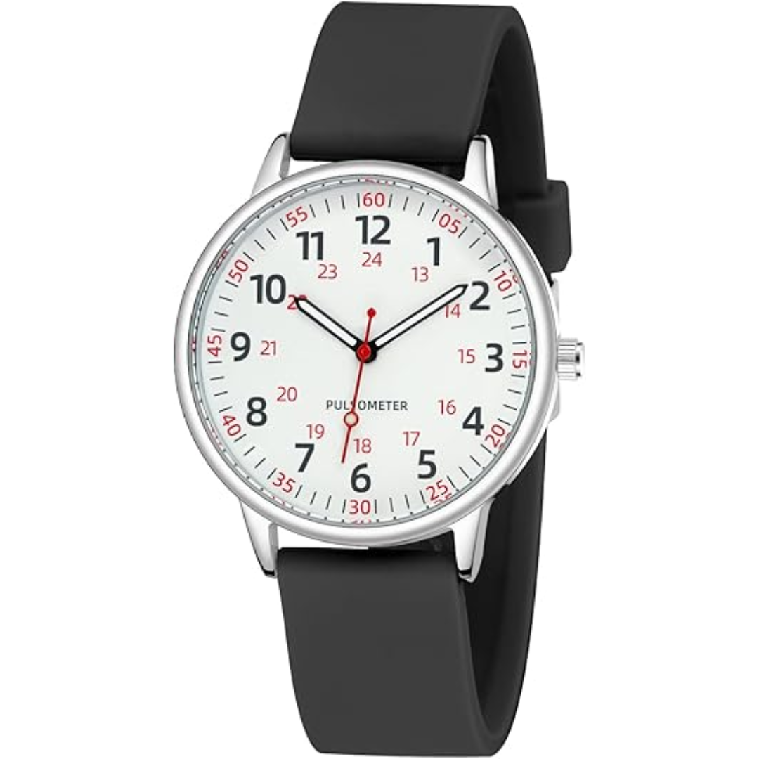 Women's waterproof healthcare watch, featuring a comfortable & easy-to-clean silicone band for nurses.