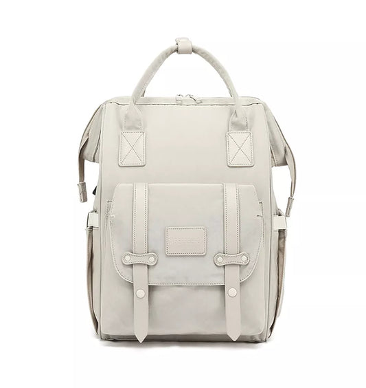 Women's waterproof nylon diaper backpack bag for baby essentials, stylish and practical mom bag.