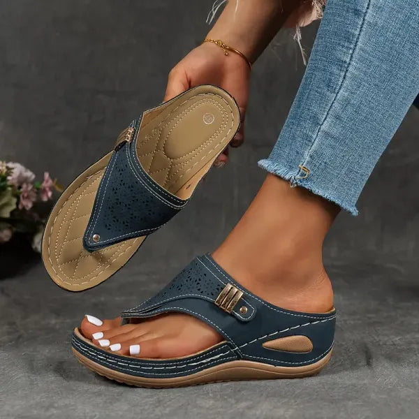 Elegant women's platform wedge sandals with cut-out design, versatile for spring fashion & comfortable all-day wear.