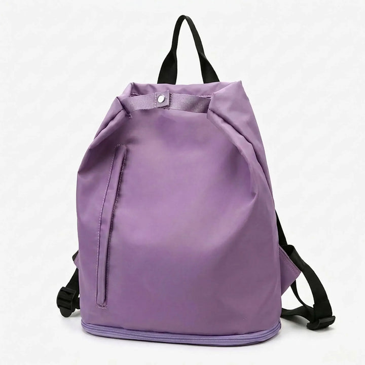Stylish women's sports travel backpack. Polyester wet dry gym bag for fitness, swimming, and daily use.