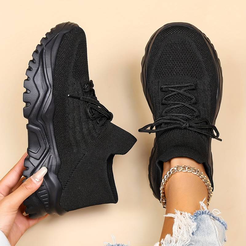 Comfortable women's chunky sole walking sneakers, lace-up design for everyday casual and active wear.