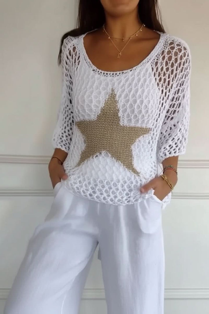 Women's white lightweight crochet crop top, perfect for summer fashion, beachwear, and vacation outfits.