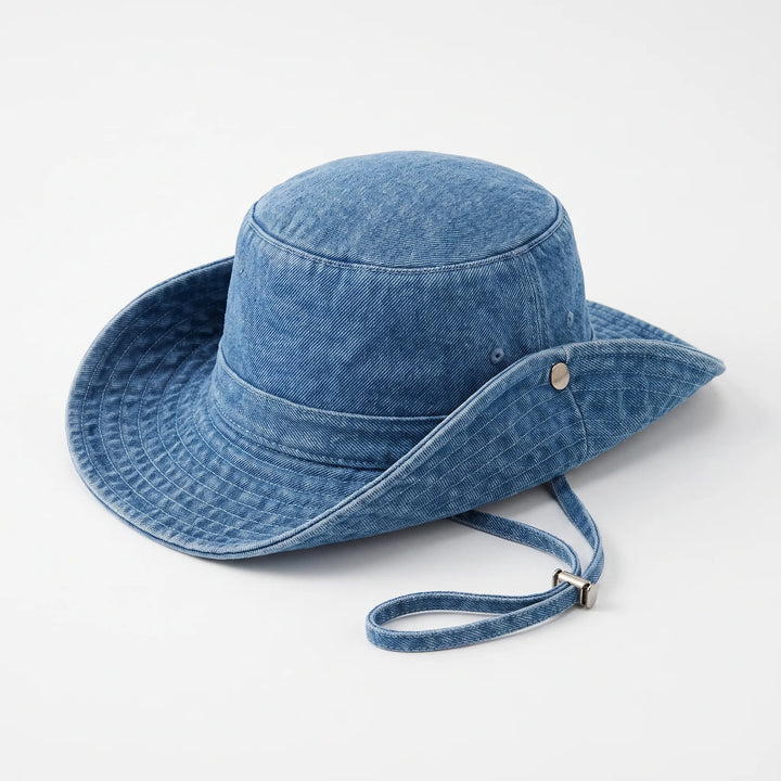 Lightweight women's wide brim bucket hat, essential accessory for sun protection & stylish summer wear.
