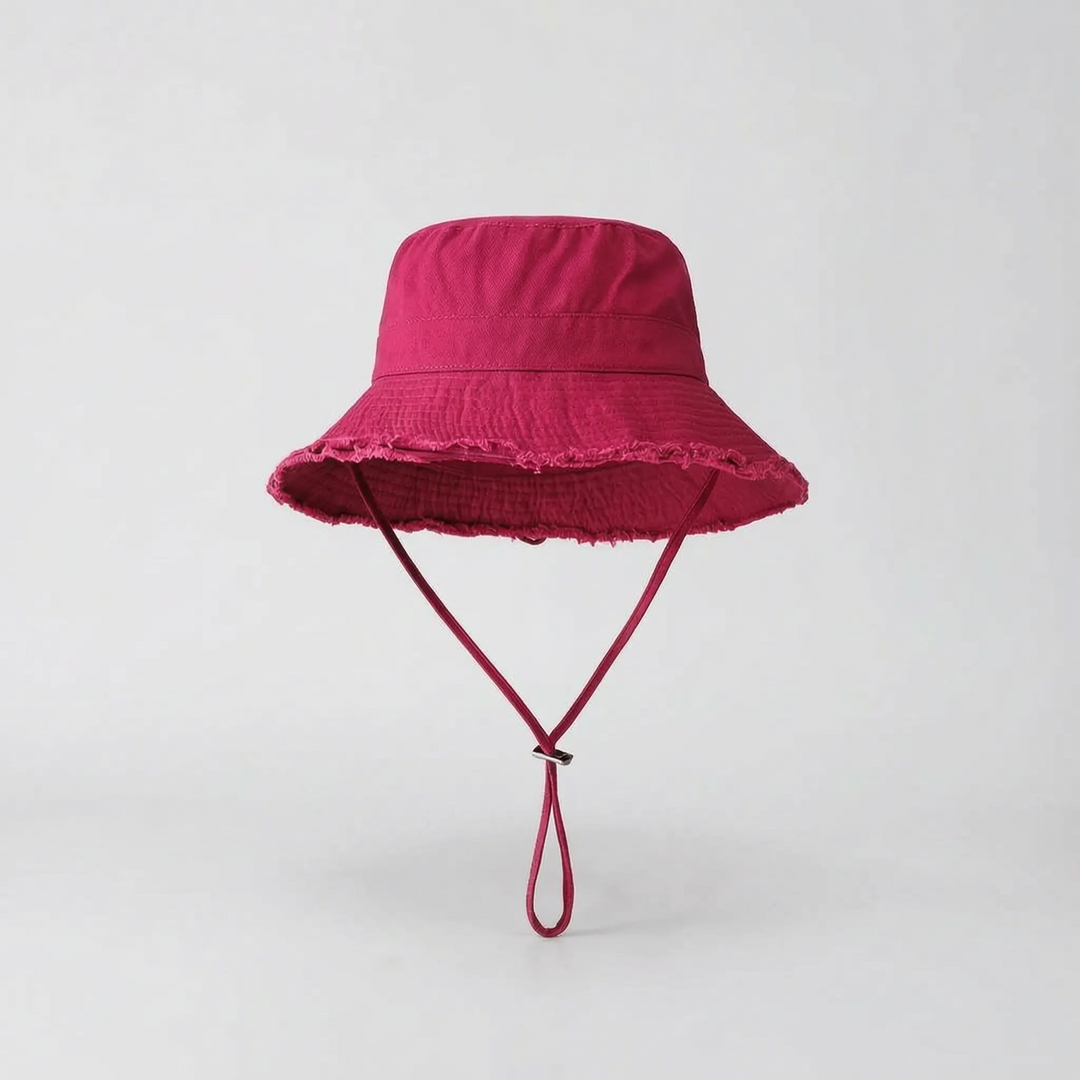Women's wide brim bucket hat, a stylish summer accessory offering superior sun protection.