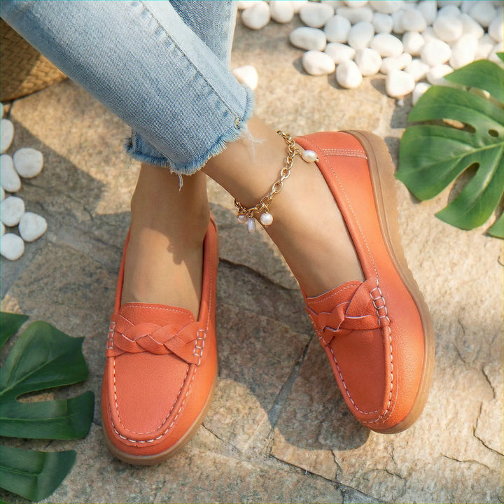 Womens footwear, wide fit orthopedic loafers with arch support, comfortable.