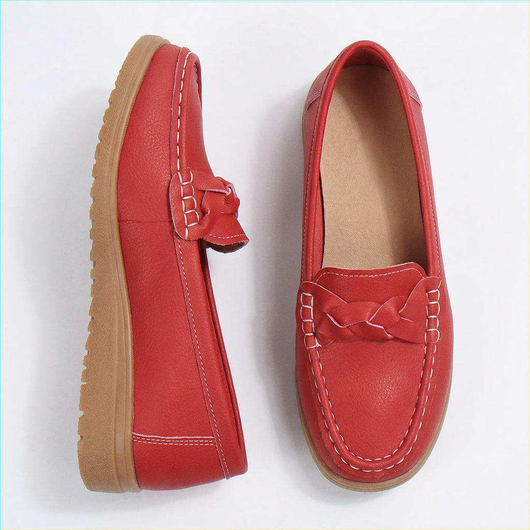 Easy slip-on wide fit orthopedic loafers for women, designed for comfort.