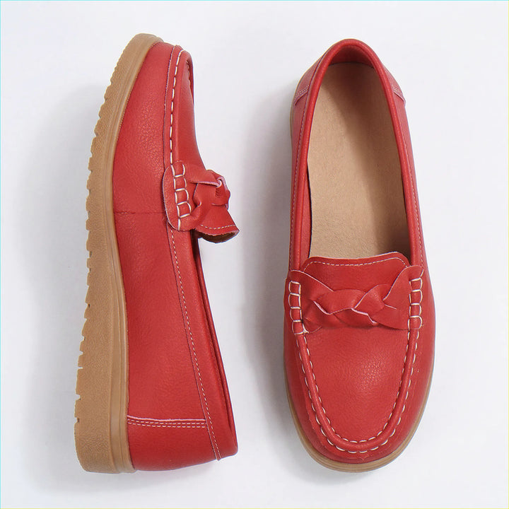 Easy slip-on wide fit orthopedic loafers for women, designed for comfort.