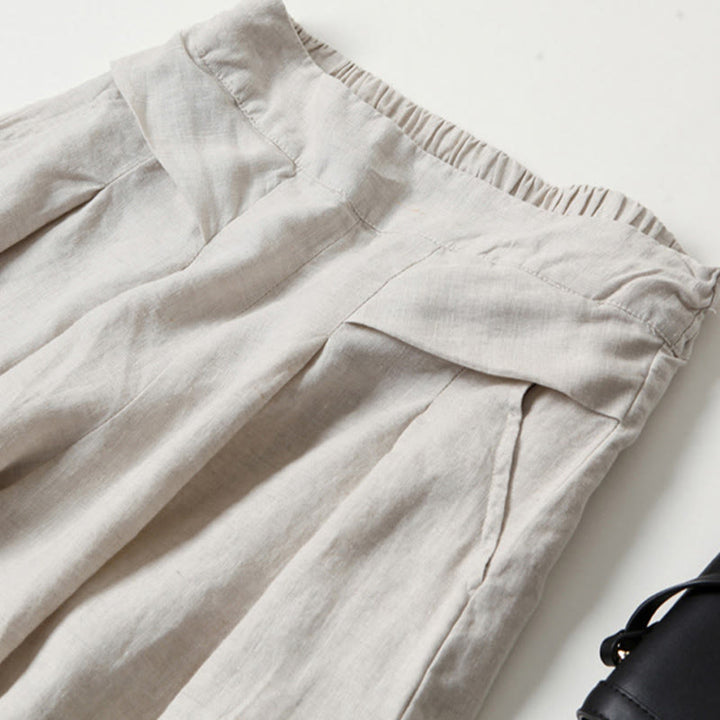 Women's wide-leg trousers, tan, relaxed fit, stylish and comfortable for daily activities.