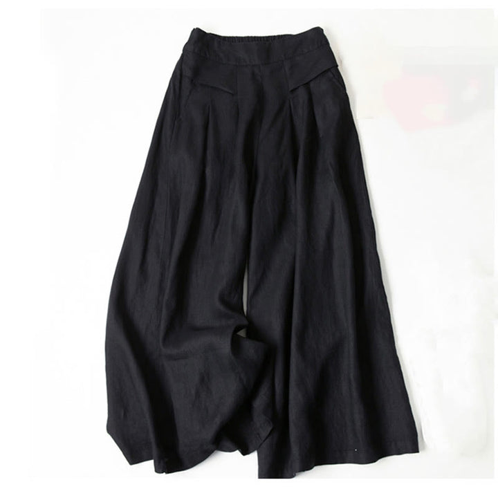 Women's wide-leg trousers, back view, flattering high waist, perfect for relaxed comfort.