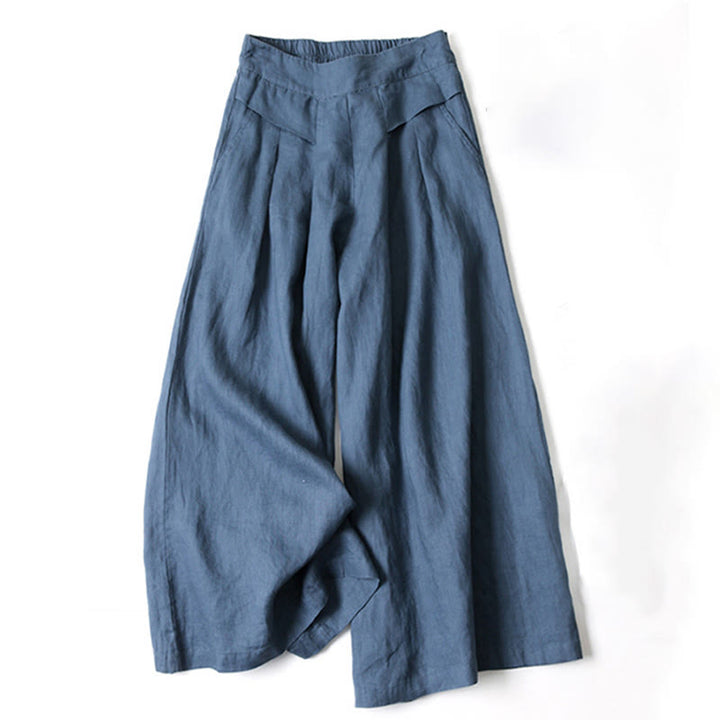 High-waist wide-leg women's pants, front view, showcasing a relaxed and comfortable fit.