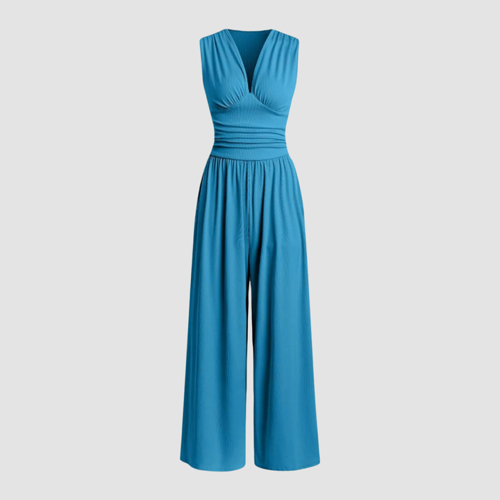 Women's comfortable wide-leg jumpsuit, sleeveless, relaxed fit, an elegant and versatile fashion trend.