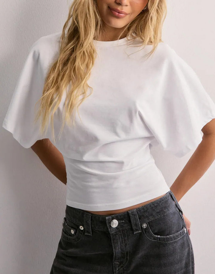 Elegant women's wide sleeve t-shirt, perfect for office wear or casual everyday style. Comfortable & modern.