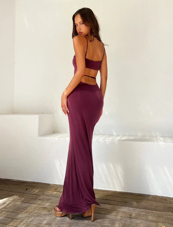 Formal backless maxi dress for women, ideal as an elegant evening gown.