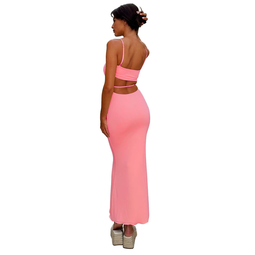 Zest Hour Backless Maxi Gown: chic women's formal evening wear, strapless design.