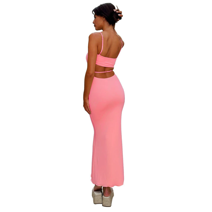 Zest Hour Backless Maxi Gown: chic women's formal evening wear, strapless design.