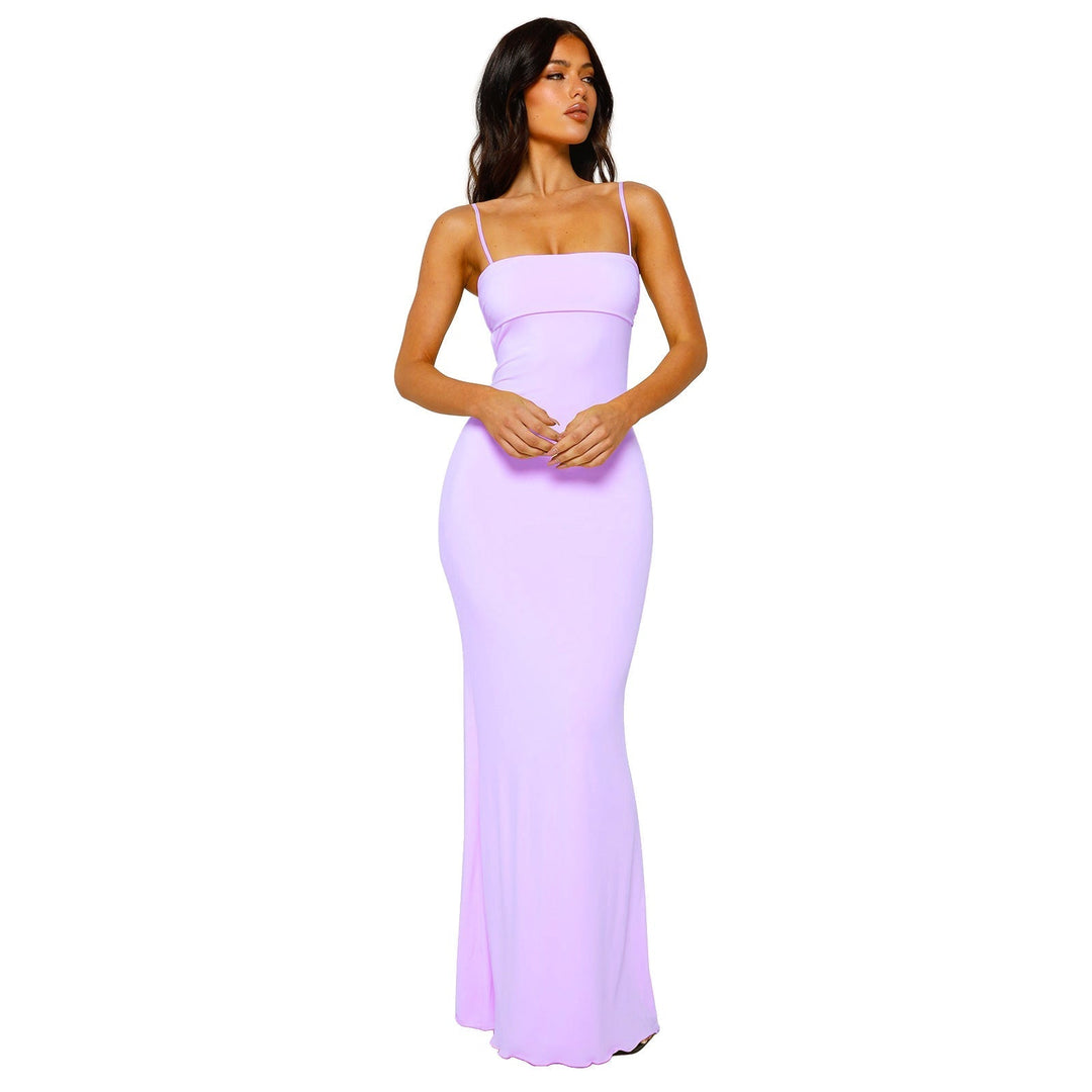 Stunning women's backless maxi dress, figure-hugging and elegant for parties.