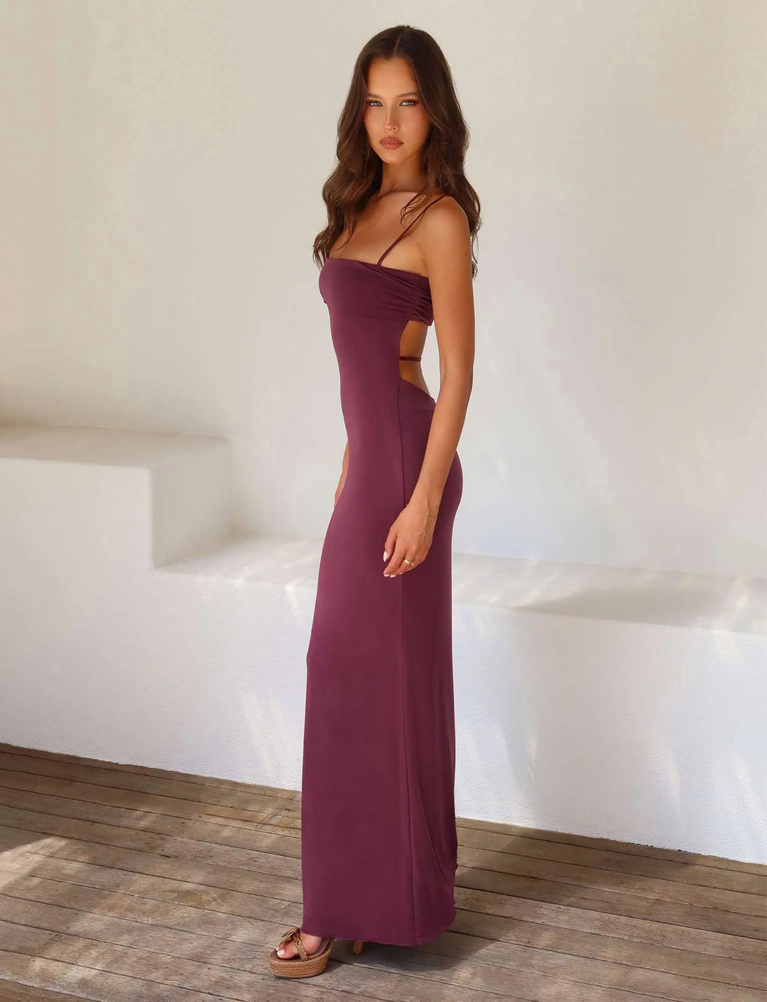 Zest Hour Backless Maxi Gown: a sophisticated women's formal dress for parties.